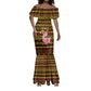 Uganda Christmas Mermaid Dress Flamingo Lights Uganda Flag and Black Red Yellow - African Pride