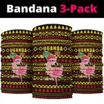 Uganda Christmas Neck Gaiter Flamingo Lights Uganda Flag and Black Red Yellow - African Pride