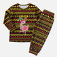 Uganda Christmas Pajama Set Flamingo Lights Uganda Flag and Black Red Yellow - African Pride