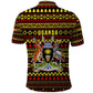Uganda Christmas Polo Shirt Flamingo Lights Uganda Flag and Black Red Yellow - African Pride