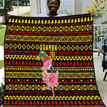 Uganda Christmas Quilt Flamingo Lights Uganda Flag and Black Red Yellow - African Pride