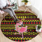 Uganda Christmas Round Carpet Flamingo Lights Uganda Flag and Black Red Yellow - African Pride