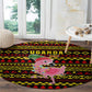 Uganda Christmas Round Carpet Flamingo Lights Uganda Flag and Black Red Yellow - African Pride