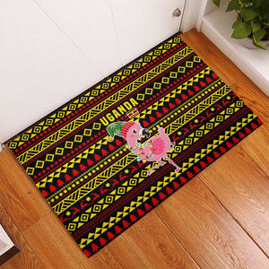 Uganda Christmas Rubber Doormat Flamingo Lights Uganda Flag and Black Red Yellow - African Pride