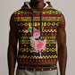 Uganda Christmas Sleeveless Hoodie Flamingo Lights Uganda Flag and Black Red Yellow - African Pride