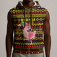 Uganda Christmas Sleeveless Zip Hoodie Flamingo Lights Uganda Flag and Black Red Yellow - African Pride