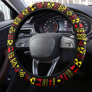 Uganda Christmas Steering Wheel Cover Flamingo Lights Uganda Flag and Black Red Yellow - African Pride