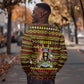 Uganda Christmas Sweatshirt Flamingo Lights Uganda Flag and Black Red Yellow - African Pride