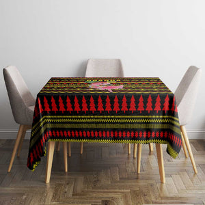Uganda Christmas Tablecloth Flamingo Lights Uganda Flag and Black Red Yellow - African Pride