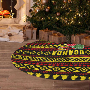 Uganda Christmas Tree Skirt Flamingo Lights Uganda Flag and Black Red Yellow - African Pride