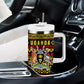 Uganda Christmas Tumbler With Handle Flamingo Lights Uganda Flag and Black Red Yellow - African Pride