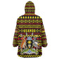 Uganda Christmas Wearable Blanket Hoodie Flamingo Lights Uganda Flag and Black Red Yellow - African Pride