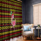 Uganda Christmas Window Curtain Flamingo Lights Uganda Flag and Black Red Yellow - African Pride