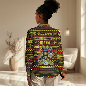 Uganda Christmas Women Casual Shirt Flamingo Lights Uganda Flag and Black Red Yellow - African Pride