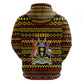 Uganda Christmas Zip Hoodie Flamingo Lights Uganda Flag and Black Red Yellow - African Pride