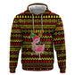 Uganda Christmas Zip Hoodie Flamingo Lights Uganda Flag and Black Red Yellow - African Pride