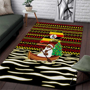 Uganda Christmas Area Rug Santa in Canoe Christmas Tree Uganda Map Flag - African Pride