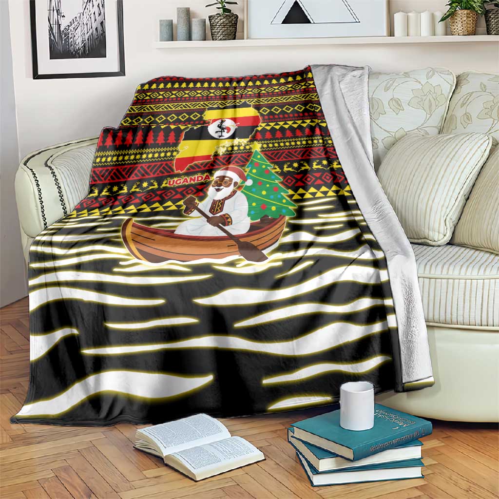 Uganda Christmas Blanket Santa in Canoe Christmas Tree Uganda Map Flag - African Pride