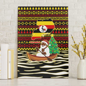 Uganda Christmas Canvas Wall Art Santa in Canoe Christmas Tree Uganda Map Flag - African Pride
