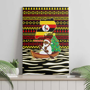 Uganda Christmas Canvas Wall Art Santa in Canoe Christmas Tree Uganda Map Flag - African Pride
