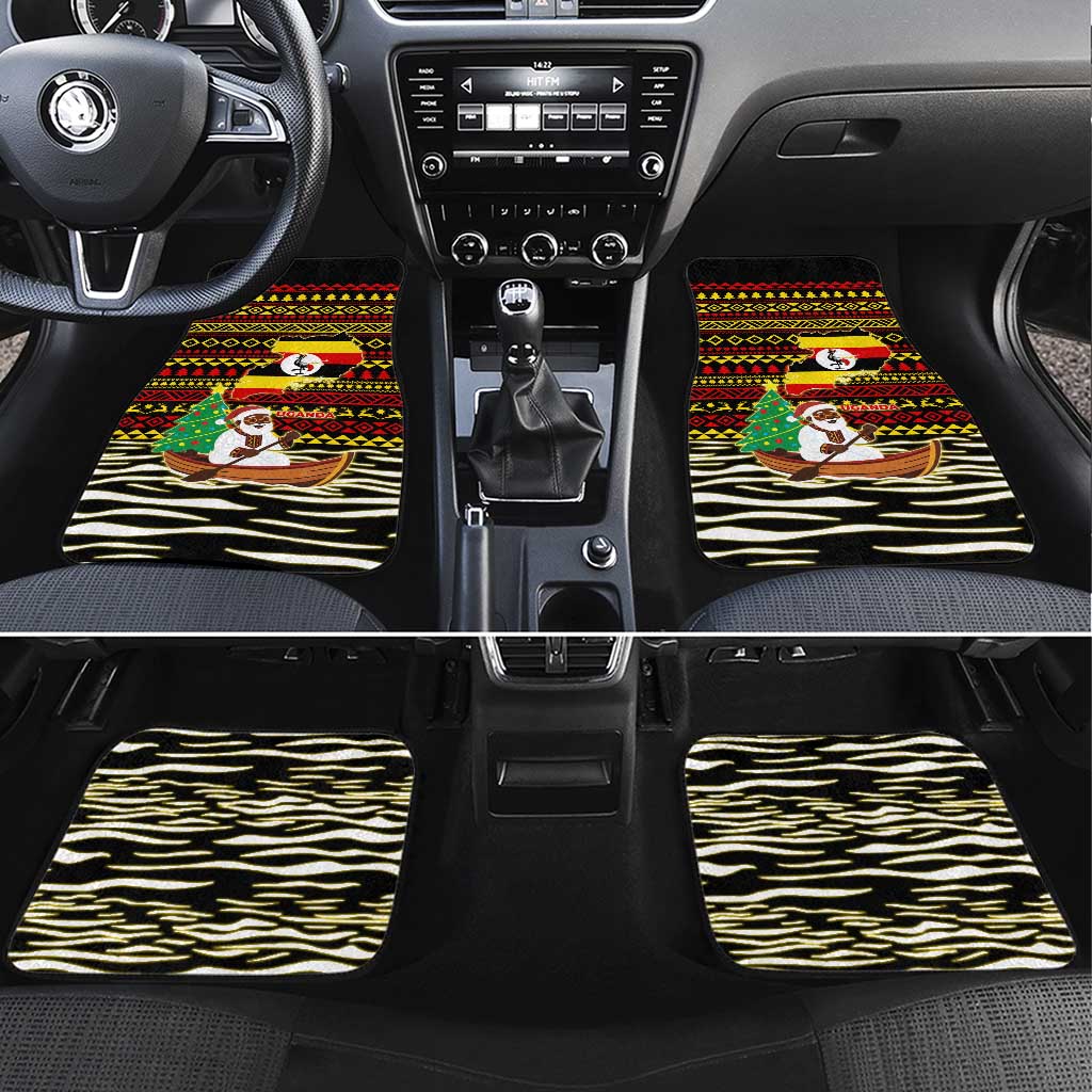 Uganda Christmas Car Mats Santa in Canoe Christmas Tree Uganda Map Flag - African Pride