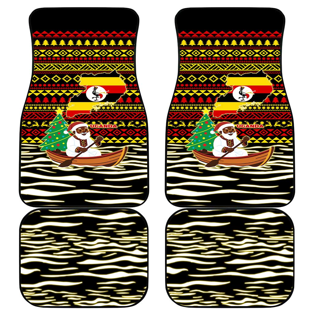 Uganda Christmas Car Mats Santa in Canoe Christmas Tree Uganda Map Flag - African Pride