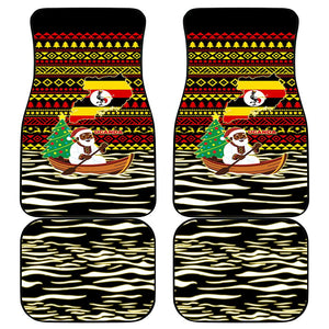 Uganda Christmas Car Mats Santa in Canoe Christmas Tree Uganda Map Flag - African Pride