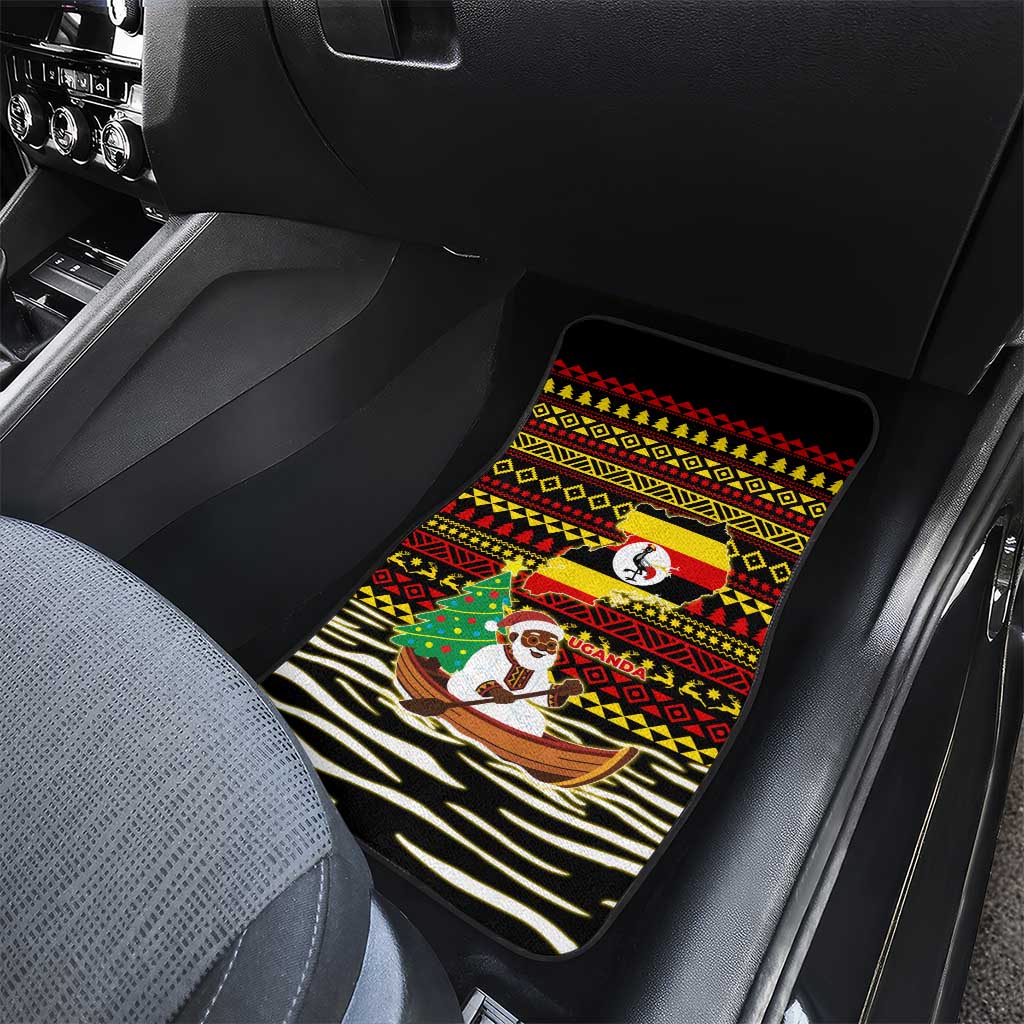 Uganda Christmas Car Mats Santa in Canoe Christmas Tree Uganda Map Flag - African Pride