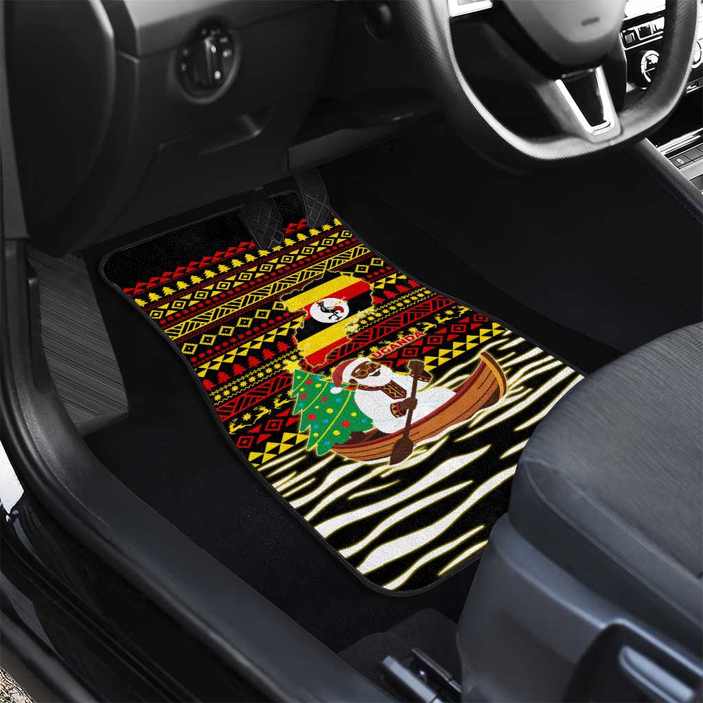 Uganda Christmas Car Mats Santa in Canoe Christmas Tree Uganda Map Flag - African Pride