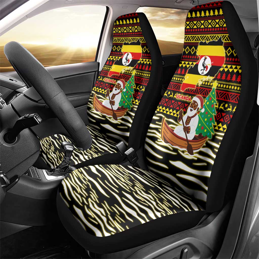 Uganda Christmas Car Seat Cover Santa in Canoe Christmas Tree Uganda Map Flag - African Pride