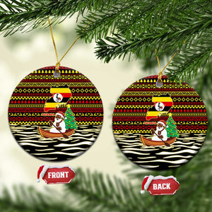 Uganda Christmas Ceramic Ornament Santa in Canoe Christmas Tree Uganda Map Flag - African Pride