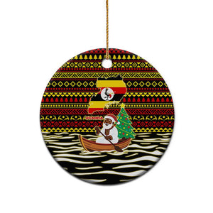 Uganda Christmas Ceramic Ornament Santa in Canoe Christmas Tree Uganda Map Flag - African Pride