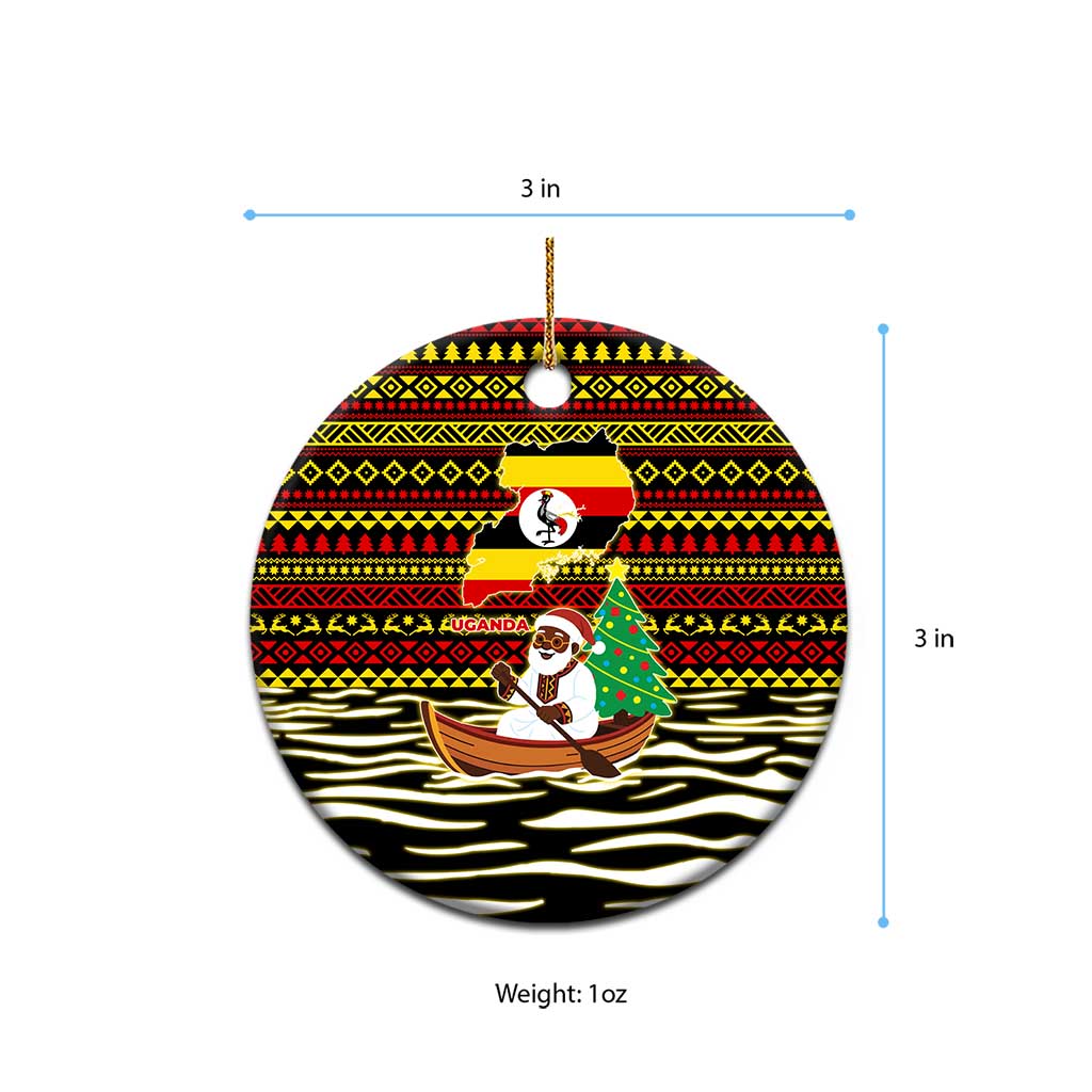 Uganda Christmas Ceramic Ornament Santa in Canoe Christmas Tree Uganda Map Flag - African Pride