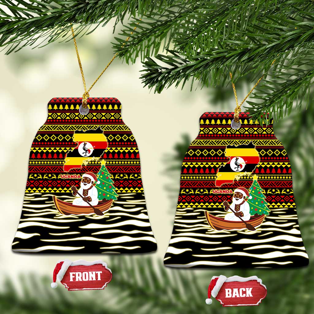 Uganda Christmas Ceramic Ornament Santa in Canoe Christmas Tree Uganda Map Flag - African Pride