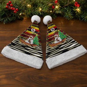 Uganda Christmas Santa Hat Santa in Canoe Christmas Tree Uganda Map Flag - African Pride