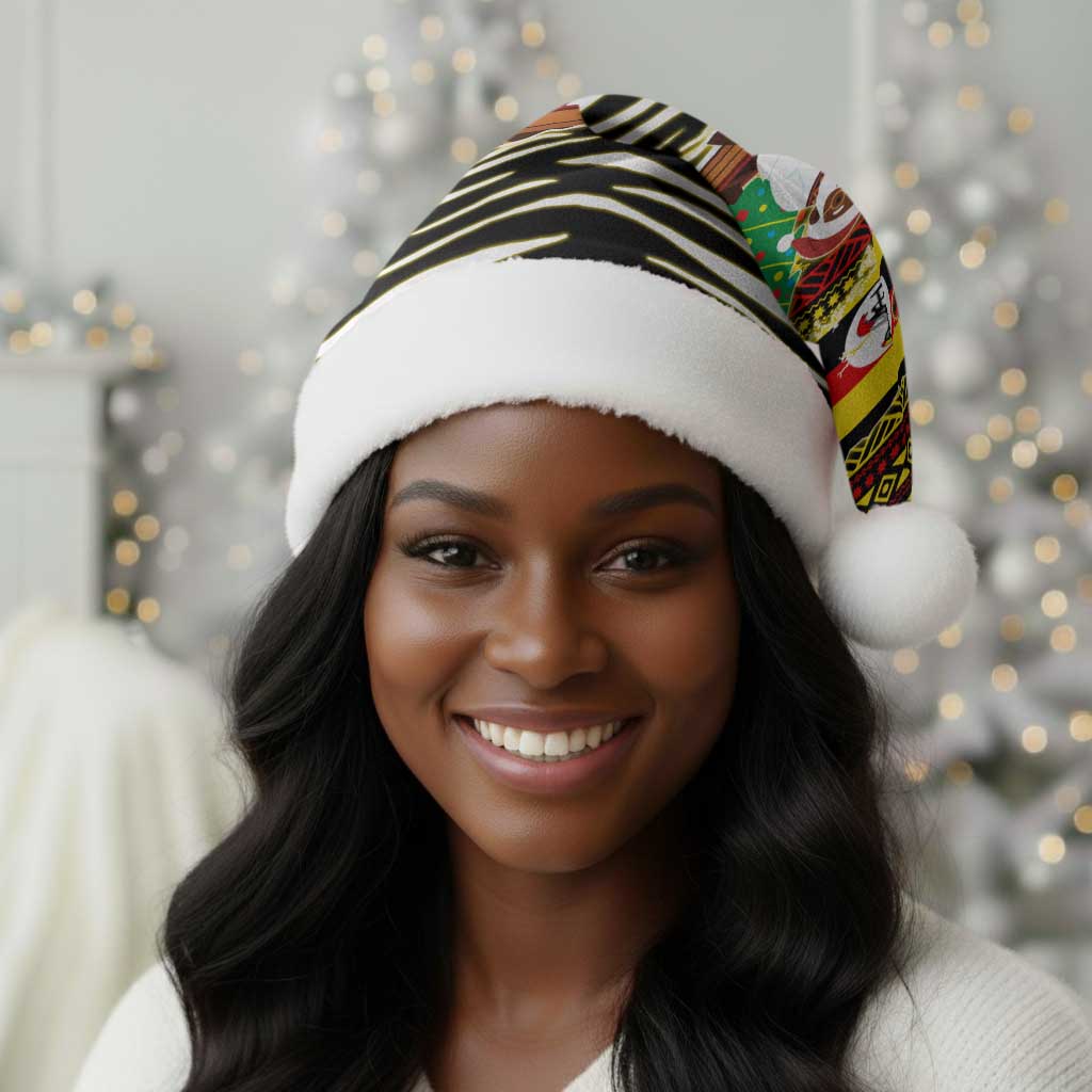 Uganda Christmas Santa Hat Santa in Canoe Christmas Tree Uganda Map Flag - African Pride