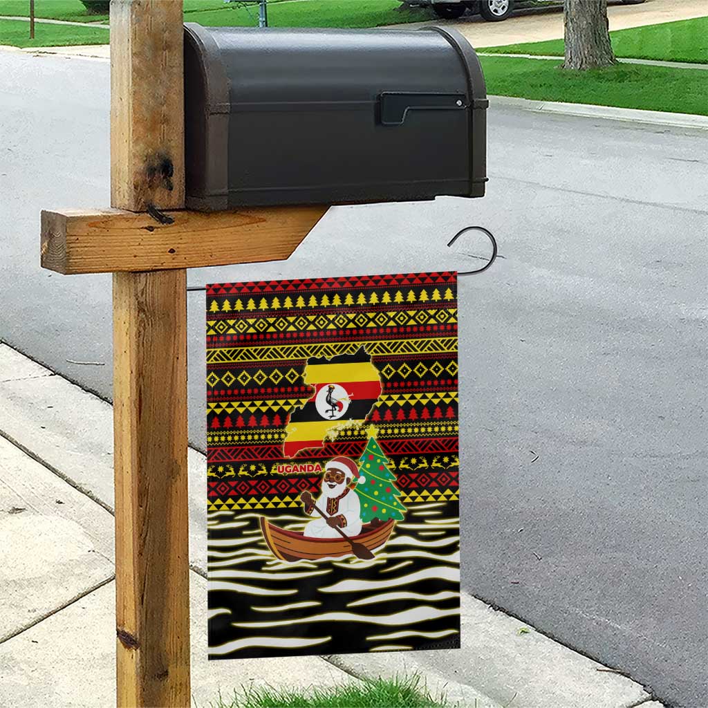 Uganda Christmas Garden Flag Santa in Canoe Christmas Tree Uganda Map Flag - African Pride