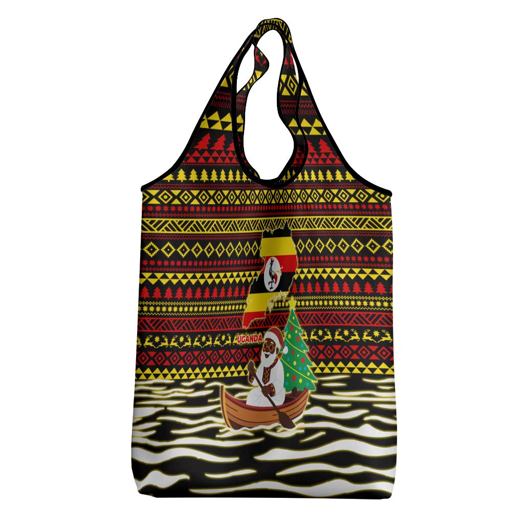 Uganda Christmas Grocery Bag Santa in Canoe Christmas Tree Uganda Map Flag - African Pride