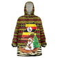 Uganda Christmas Kid Wearable Blanket Hoodie Santa in Canoe Christmas Tree Uganda Map Flag - African Pride