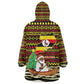 Uganda Christmas Kid Wearable Blanket Hoodie Santa in Canoe Christmas Tree Uganda Map Flag - African Pride