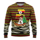 Uganda Christmas Ugly Christmas Sweater Santa in Canoe Christmas Tree Uganda Map Flag - African Pride