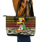 Uganda Christmas Leather Tote Bag Santa in Canoe Christmas Tree Uganda Map Flag - African Pride