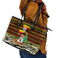 Uganda Christmas Leather Tote Bag Santa in Canoe Christmas Tree Uganda Map Flag - African Pride