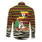 Uganda Christmas Long Sleeve Button Shirt Santa in Canoe Christmas Tree Uganda Map Flag - African Pride