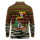 Uganda Christmas Long Sleeve Polo Shirt Santa in Canoe Christmas Tree Uganda Map Flag - African Pride