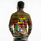 Uganda Christmas Long Sleeve Polo Shirt Santa in Canoe Christmas Tree Uganda Map Flag - African Pride