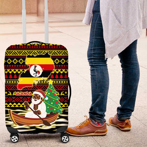 Uganda Christmas Luggage Cover Santa in Canoe Christmas Tree Uganda Map Flag - African Pride
