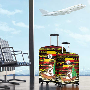 Uganda Christmas Luggage Cover Santa in Canoe Christmas Tree Uganda Map Flag - African Pride