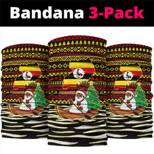 Uganda Christmas Neck Gaiter Santa in Canoe Christmas Tree Uganda Map Flag - African Pride