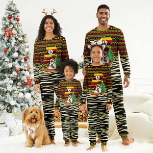 Uganda Christmas Pajama Set Santa in Canoe Christmas Tree Uganda Map Flag - African Pride
